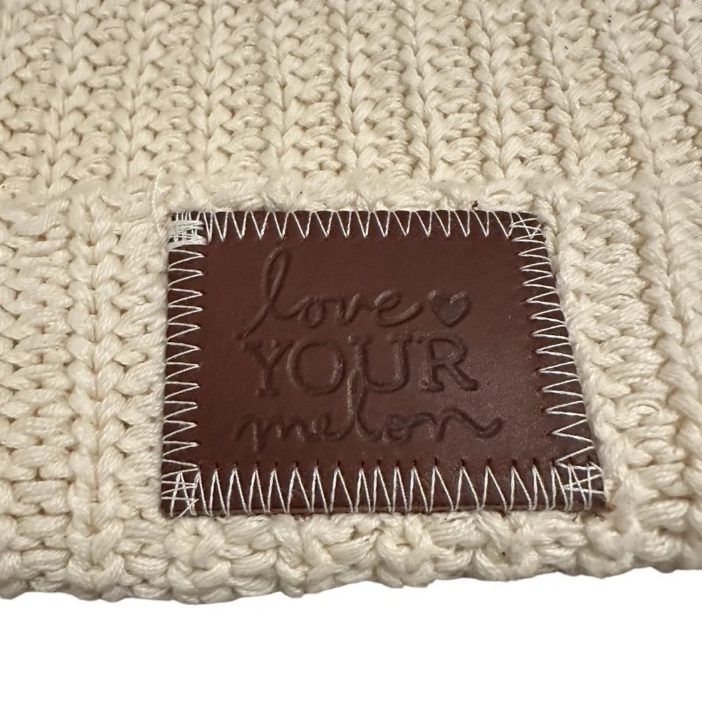 Love Your Melon cream knitted beanie 100% cotton
